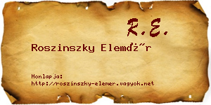 Roszinszky Elemér névjegykártya
